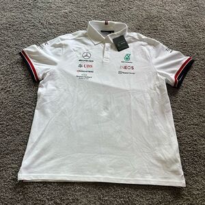 NEW Mercedes AMG Petronas F1 Polo Shirt Racing White Mens 2XL Formula One 1